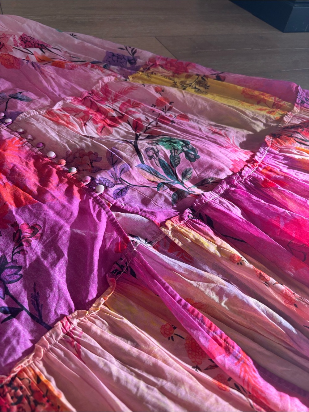 by Anthropologie Alissa Maxi Dress Floral Patchwork Pink Boho  L NWOT - Picture 6 of 7